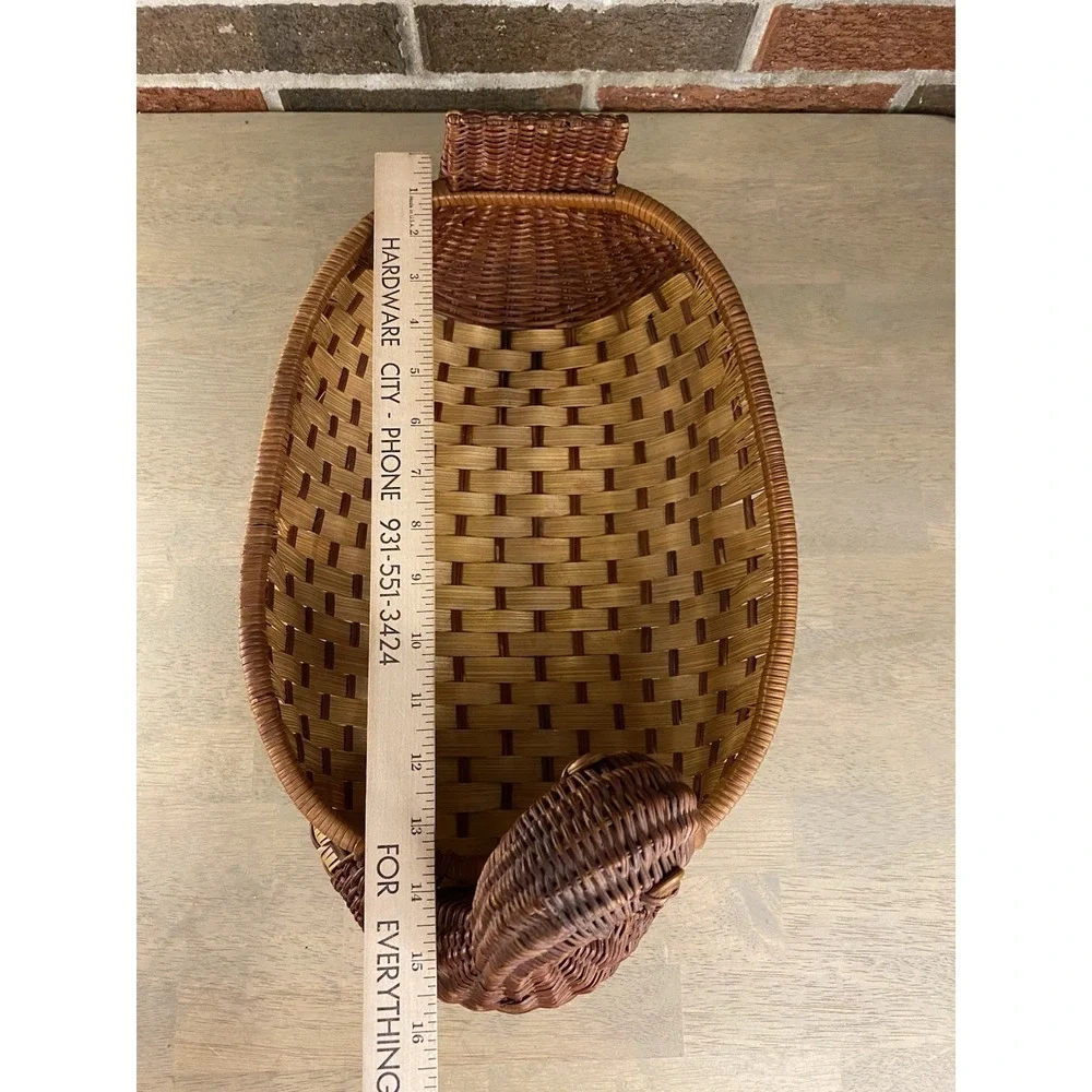 Vintage Duck Goose Basket with Wooden Beak Wicker Rattan Basket Boho